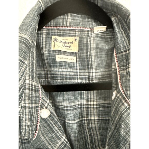Original Weatherproof Vintage Mens Short-Sleeve Plaid Button-Up Shirt XL Blue Gr - Picture 4 of 7